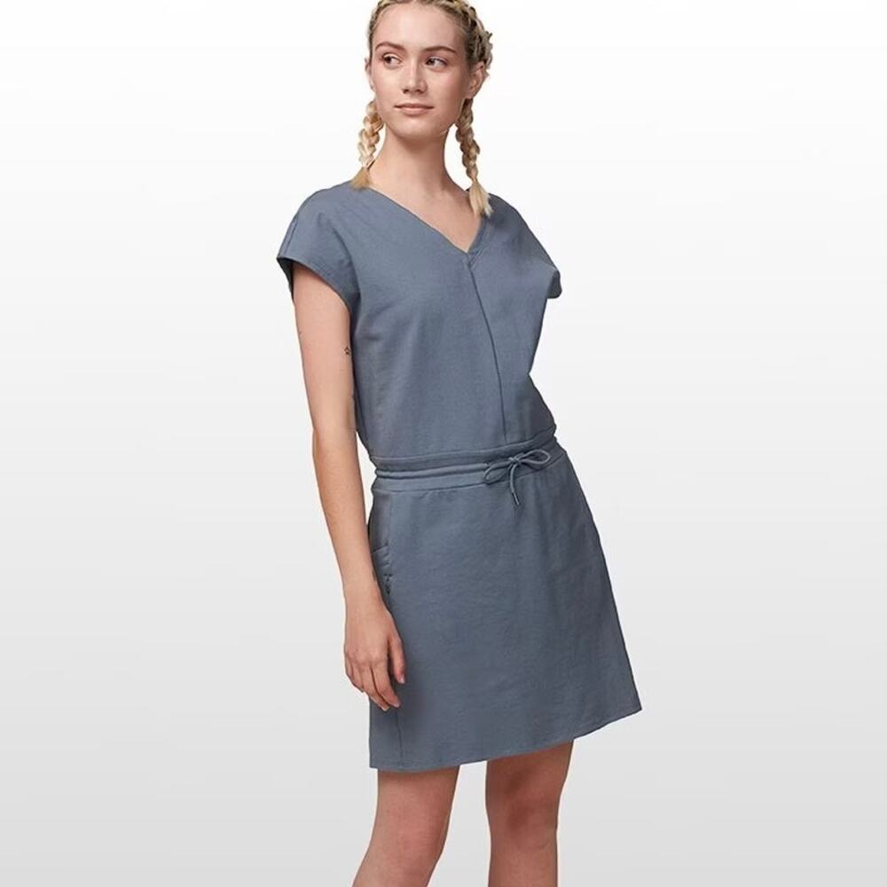 PATAGONIA Roaming Open Back Jersey Knit Dress Slate Blue XS